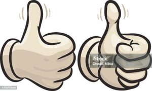 left and right hand with raised thumbs up, showing a sign of a very very good